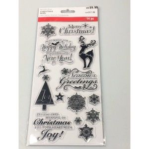 Christmas Acrylic Stamp Seasons greetings Happy New Year Noel holiday cards